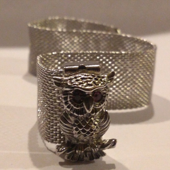 ⏳SALE c.1970s VINTAGE Sarah Cov Owl Mesh Bracelet - Picture 2 of 8
